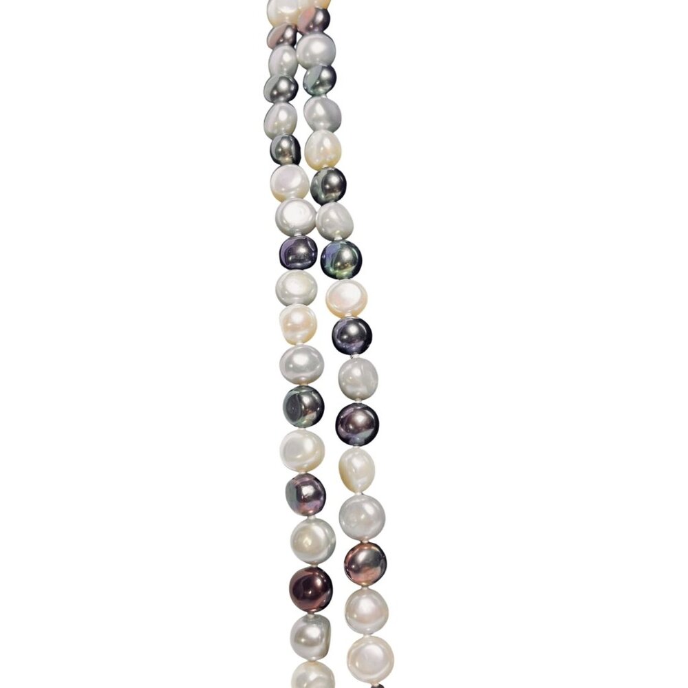 Single Strand Purple, White And Iridescent Pearl Necklace  (6294) - Picture 2 of 7
